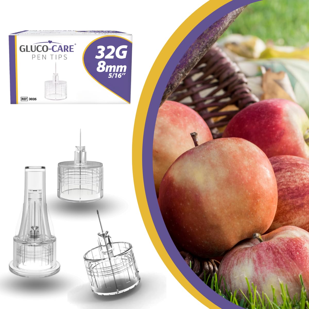 GLUCO-CARE enroscado en pluma demostrando ajuste seguro y sin fugas