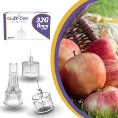 GLUCO-CARE enroscado en pluma demostrando ajuste seguro y sin fugas