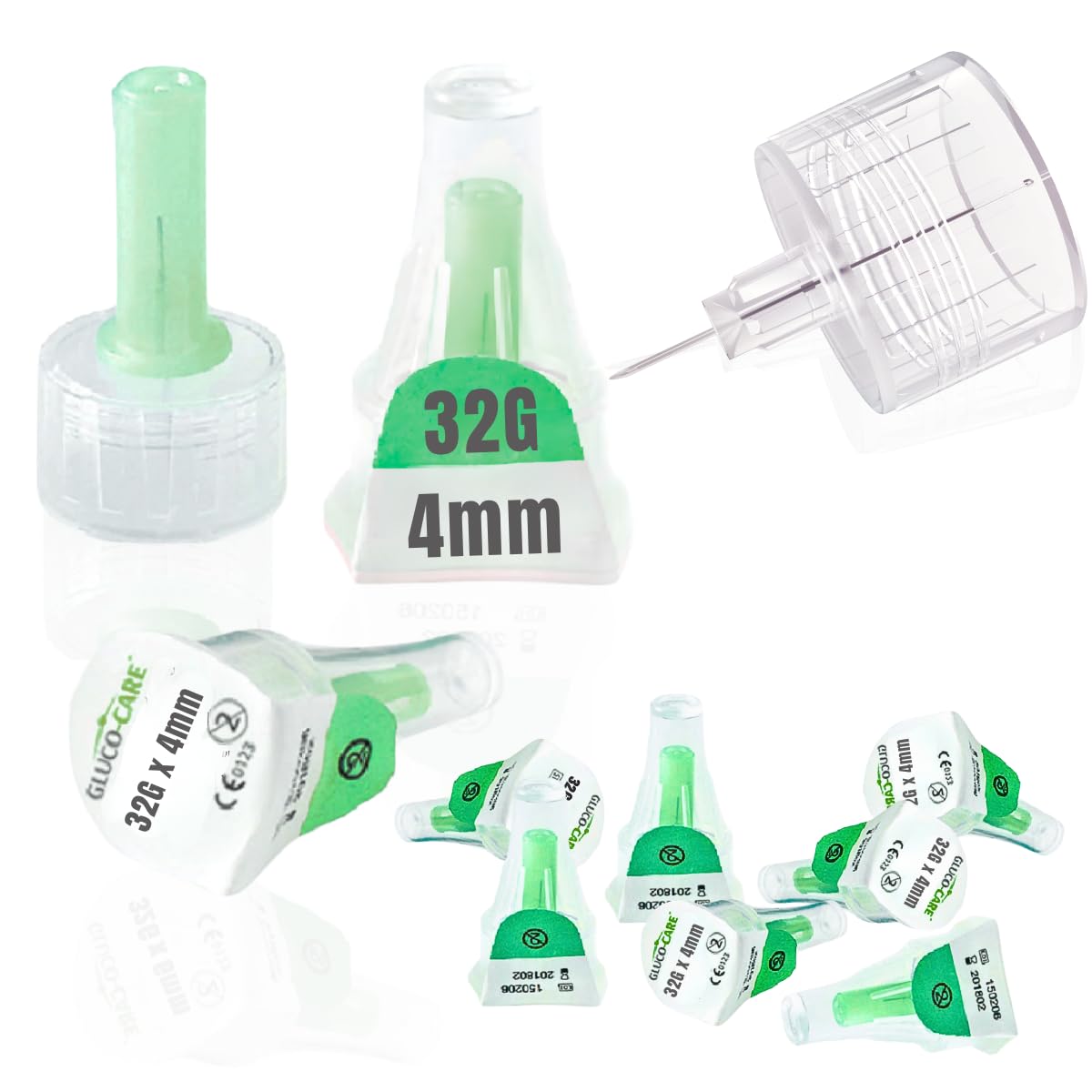 GLUCO-CARE vista frontal del paquete de 100 puntas para control de stock