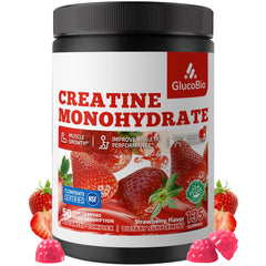 GlucoBio frasco frente mostrando 135 gomitas y beneficio conveniencia