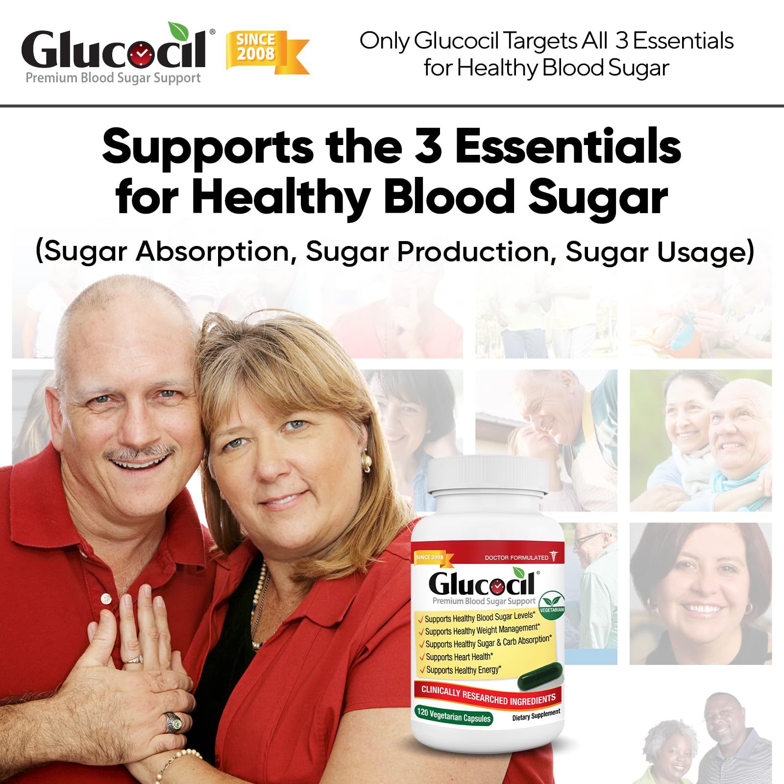 Glucocil cápsulas primer plano, detalle para identificar apariencia y pureza