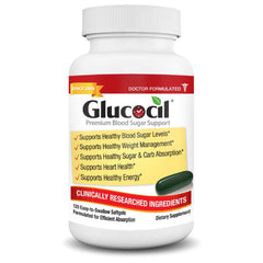 Glucocil frontal del empaque mostrando marca y beneficios claros