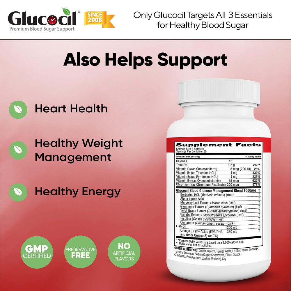Glucocil en mesa con comida ejemplificando toma junto a comidas