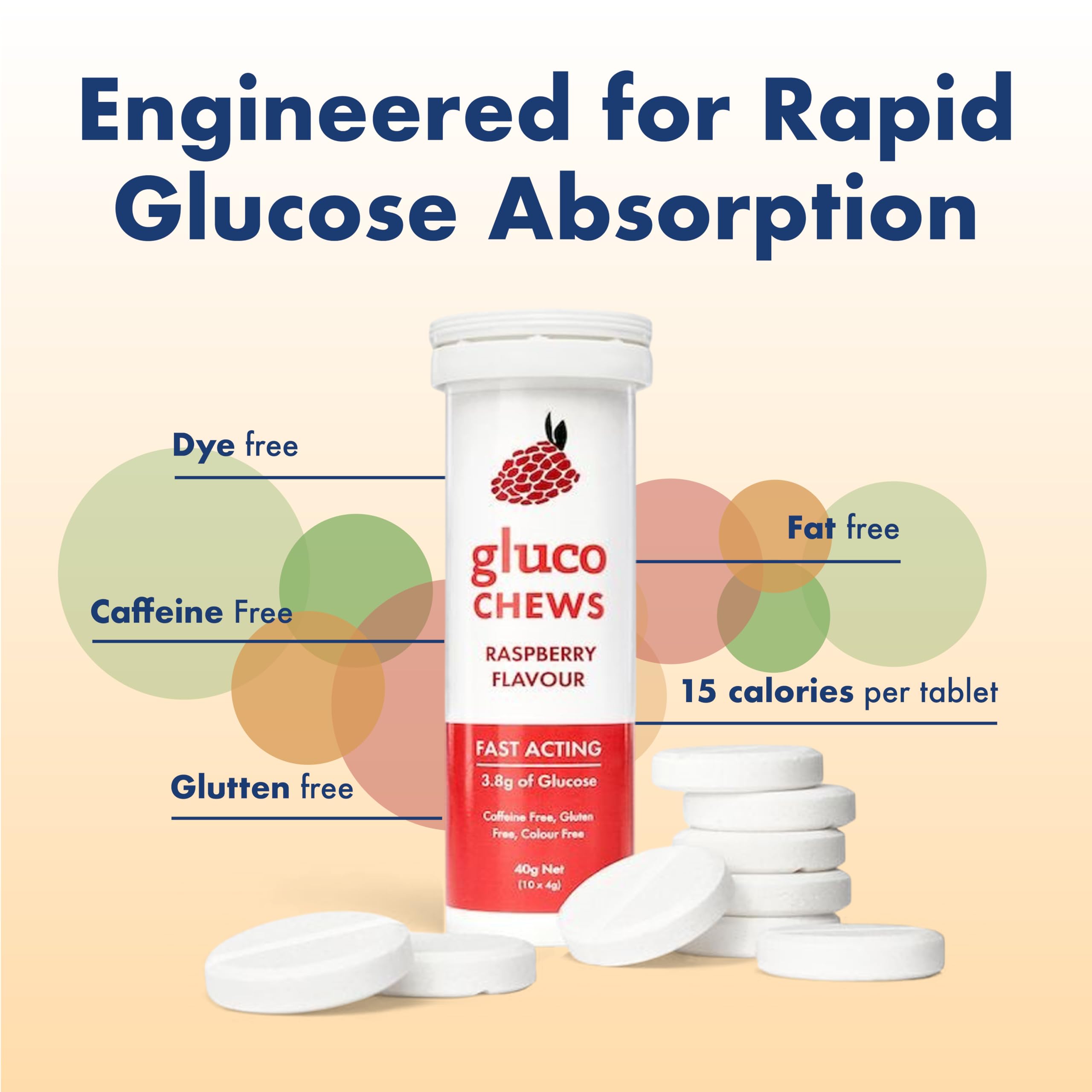 Glucology tubo abierto con comprimidos, acceso rápido y dosis controlada