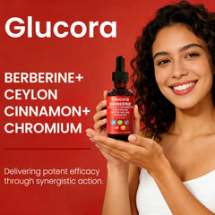 Glucora berberina detalle de etiqueta con ingredientes clave visibles