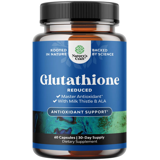 Suplemento Reduced Glutathione frontal del envase, mostrando presentación y ventaja vegana