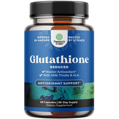 Suplemento Reduced Glutathione frontal del envase, mostrando presentación y ventaja vegana