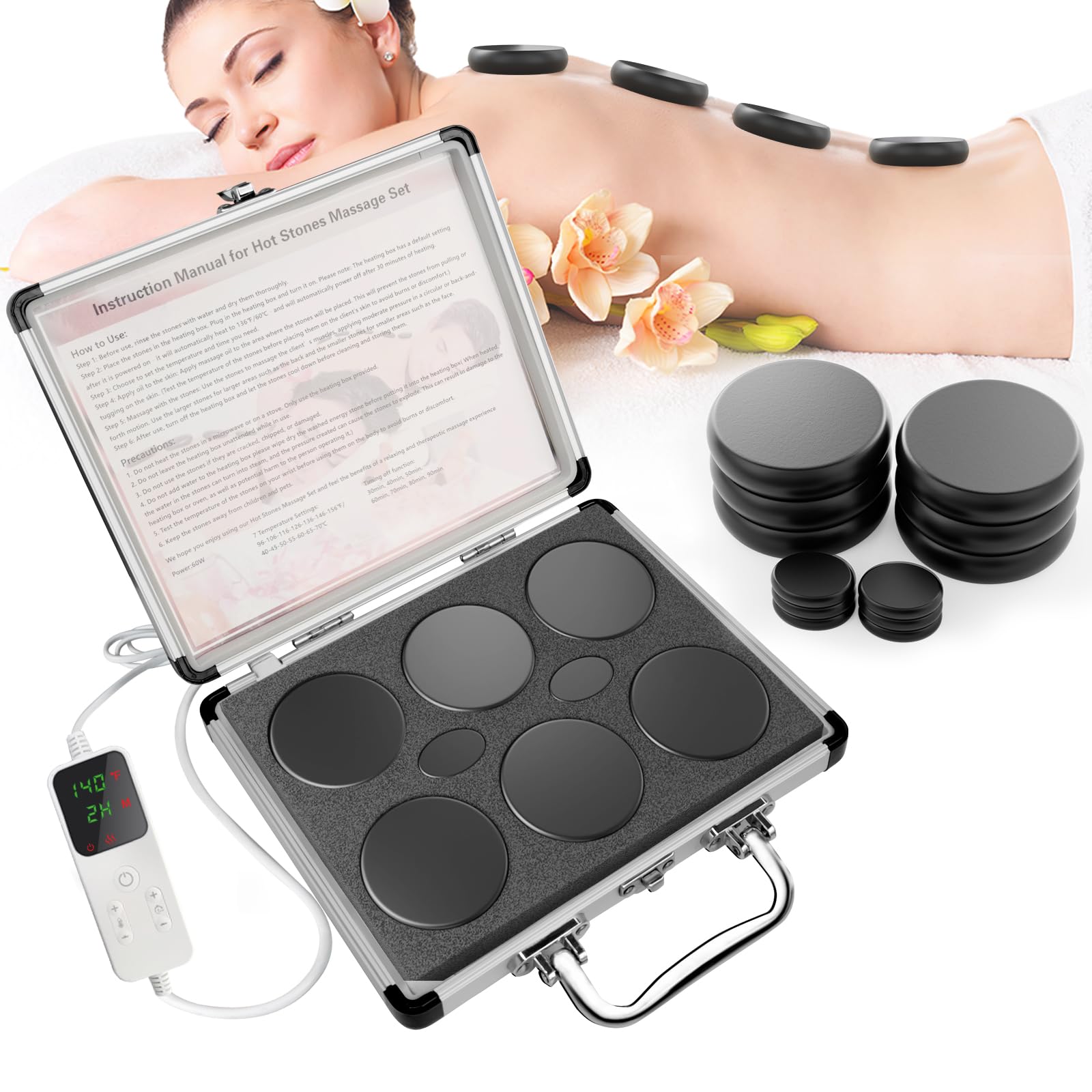 GLXPJU imagen frontal del set mostrando piedras y caja, ideal para organización