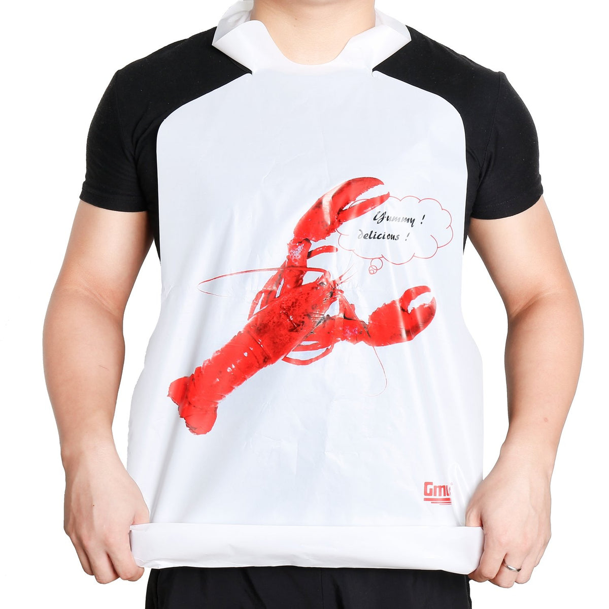 Gmark babero frontal con empaque visible protege la ropa en eventos