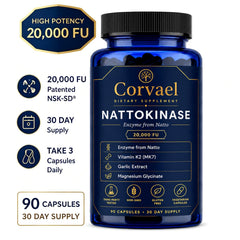 GMDPFHV Corvael primer plano de etiqueta con detalles de 20,000 FU y pureza