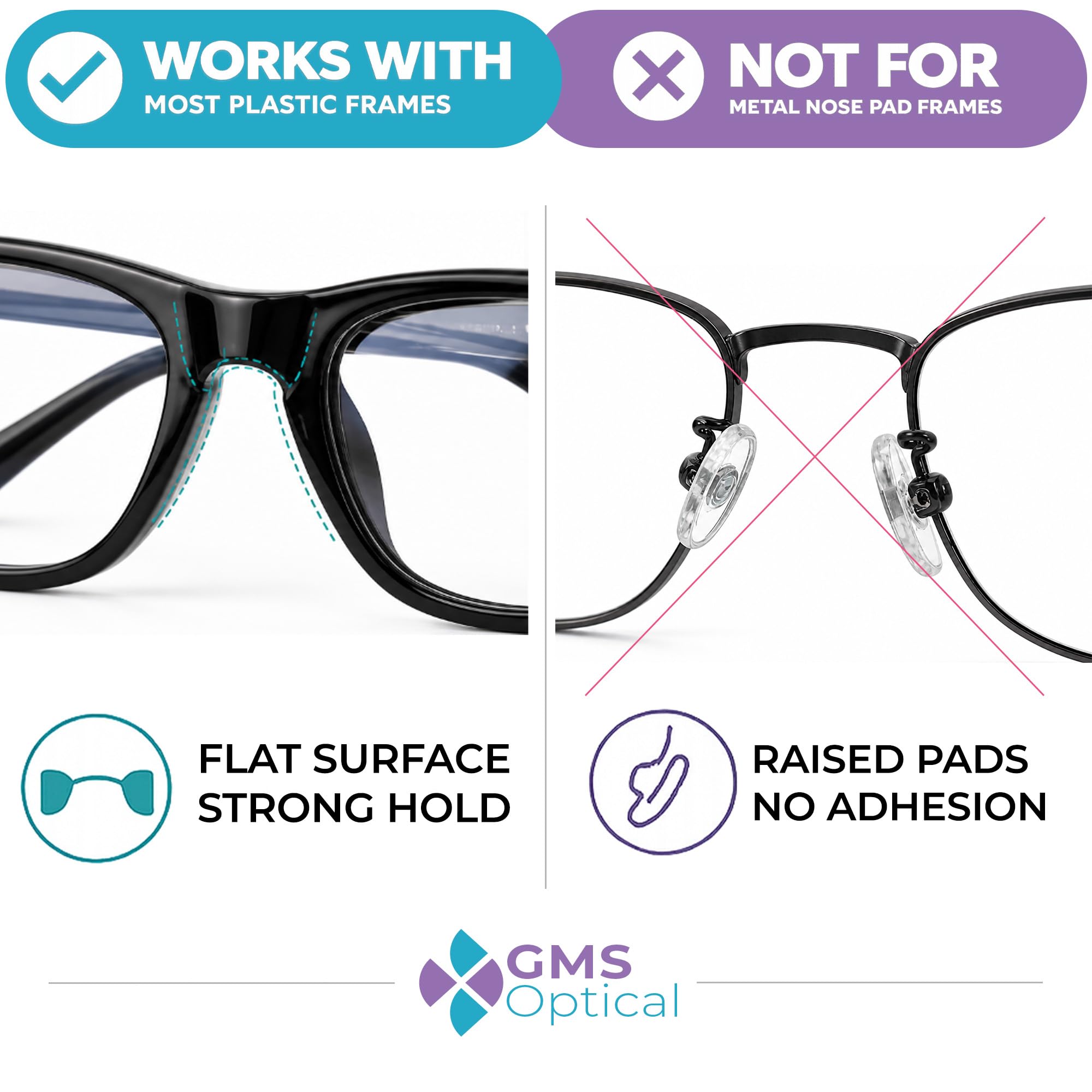 GMS Optical manos aplicando almohadilla, instalación sencilla