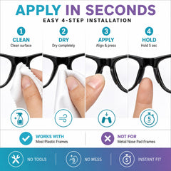 GMS Optical manos colocando almohadilla adhesiva para ajuste sin herramientas