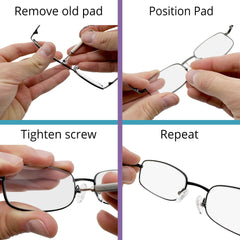 GMS Optical usuario ajustando gafas, evita deslizamiento facial