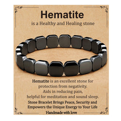 Gnamy pulsera hematita frontal mostrando acabado elegante