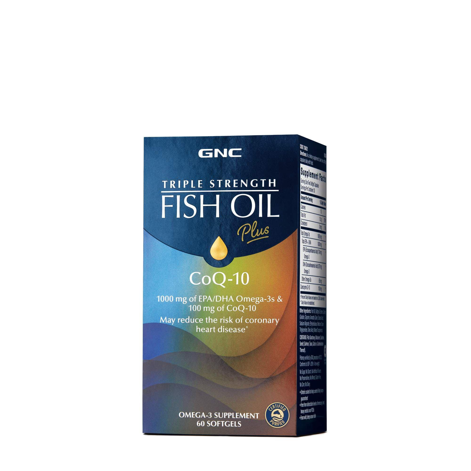 GNC Aceite de Pescado Triple Fuerza, botella con cápsulas para apoyo diario de bienestar.