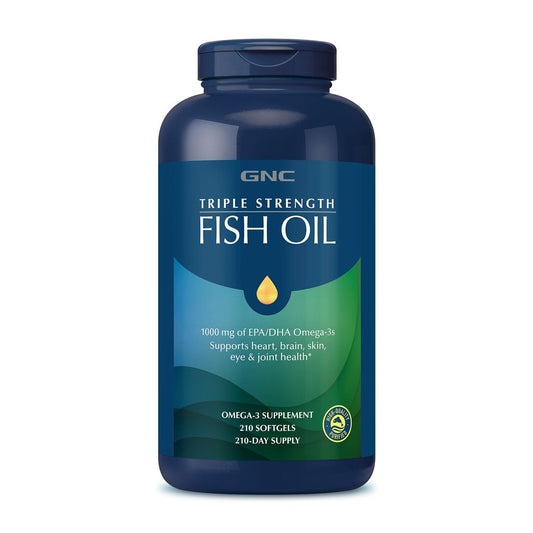 GNC Aceite de Pescado Triple Fuerza: cápsula suave para soporte diario del corazón.