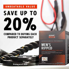GNC AMP Men’s Ripped Vitapak diseño de packaging para llevar