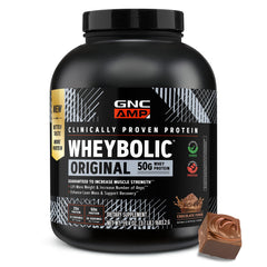 GNC envase frontal del producto mostrando diseño y sabor Chocolate Fudge