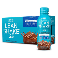 GNC botella frontal Swiss Chocolate mostrando el envase y conveniencia