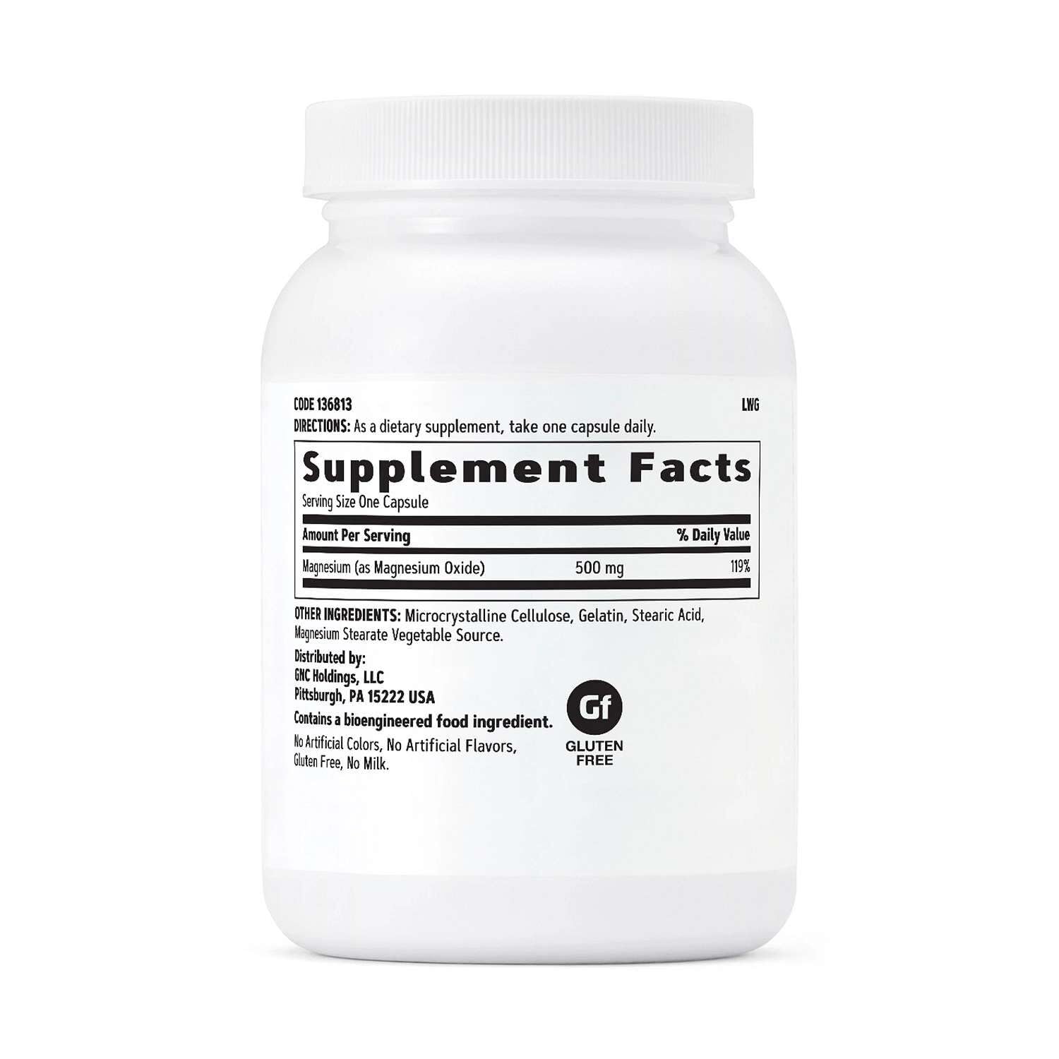 GNC detalle de la etiqueta nutricional con información clara y beneficios