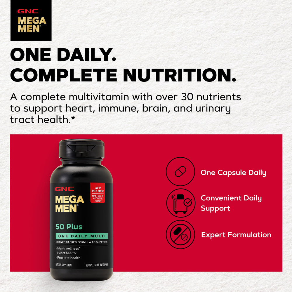 GNC envase abierto mostrando capletas, conveniente toma diaria