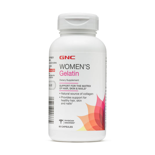 GNC frasco frontal gelatina mujer, presentación clara y confianza