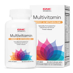 GNC envase frontal de Women’s Energy and Metabolism mostrando beneficio energizante