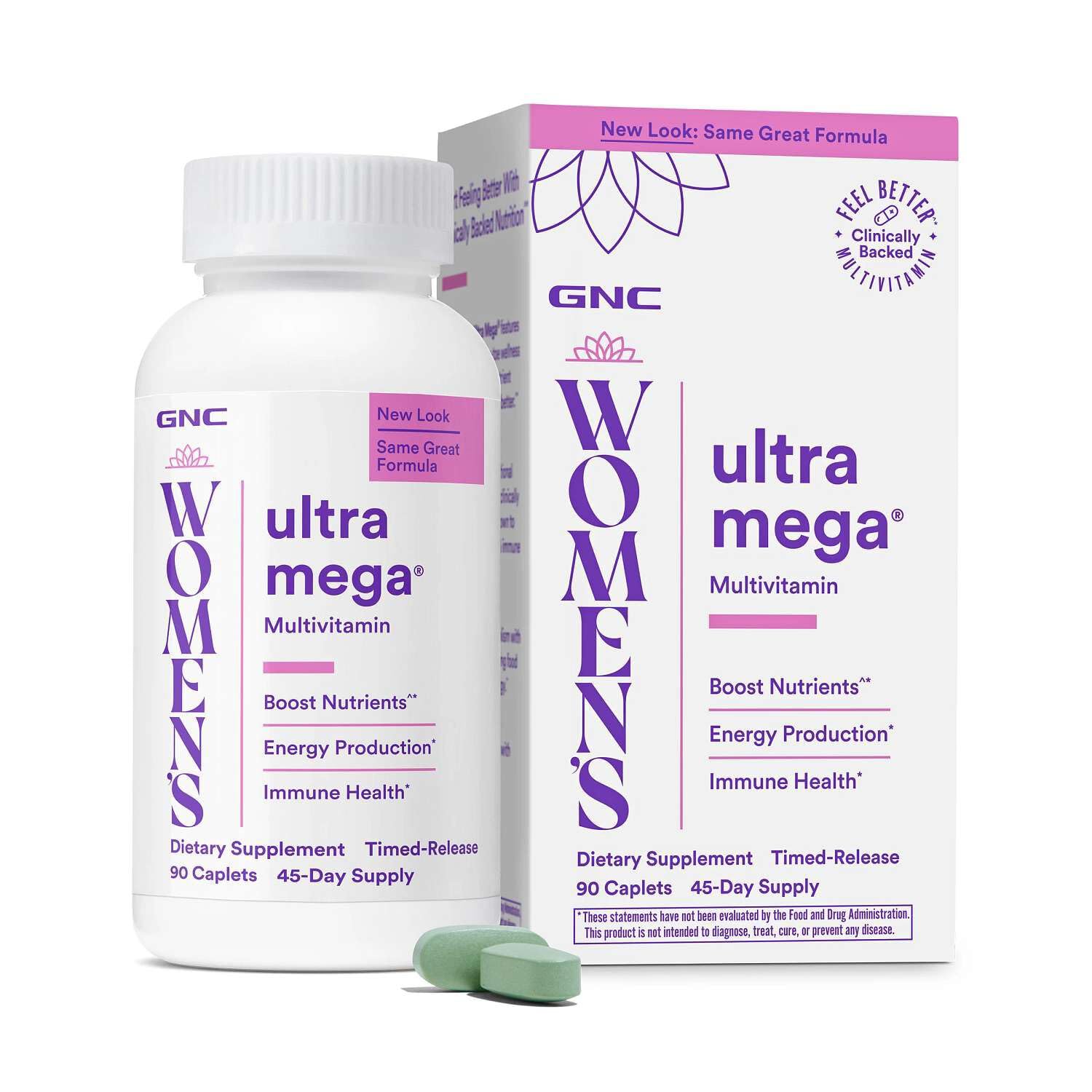 GNC envase frontal del multivitamínico para mujer, beneficio conveniencia diaria