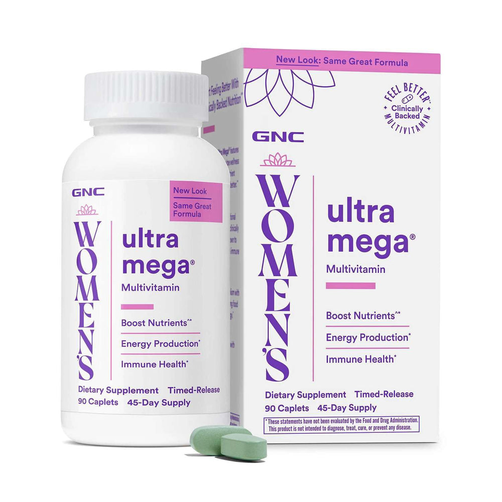 GNC envase frontal del multivitamínico para mujer, beneficio conveniencia diaria