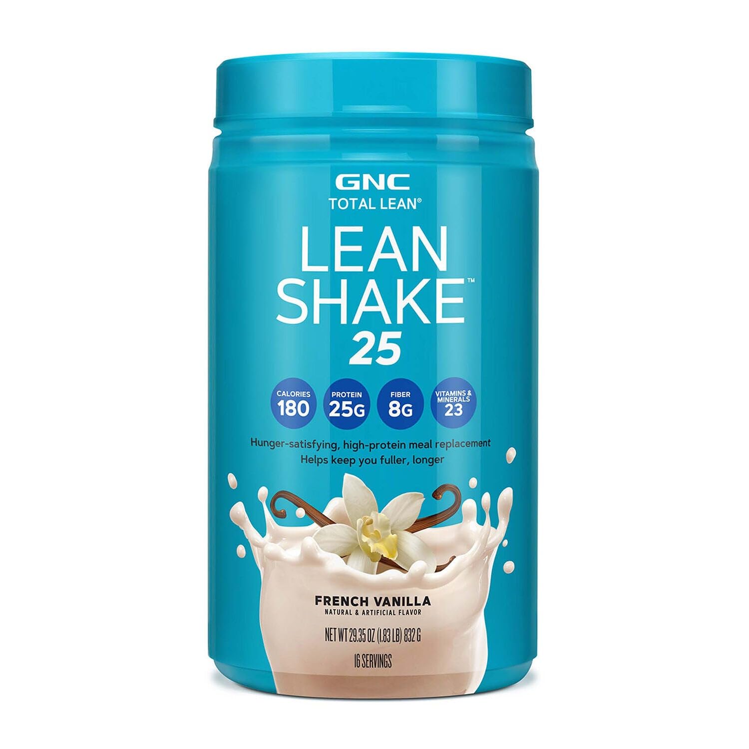 GNC envase frontal del Lean Shake 25 mostrando diseño y sabor beneficios prácticos