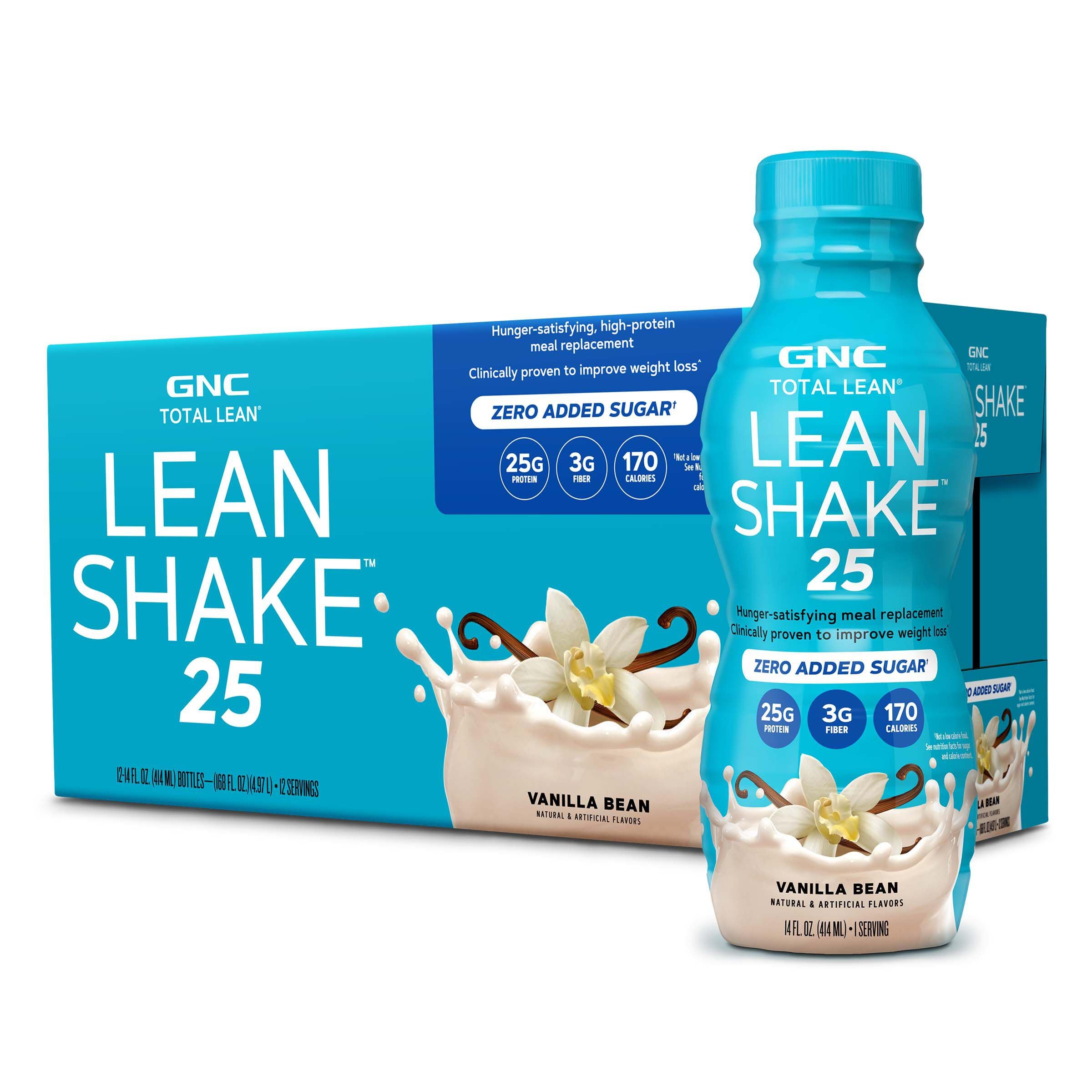 GNC Lean Shake 25 vista frontal mostrando diseño y sabor vainilla y conveniencia