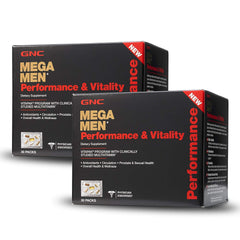 GNC Mega Men paquete frontal mostrando sobres diarios y conveniencia