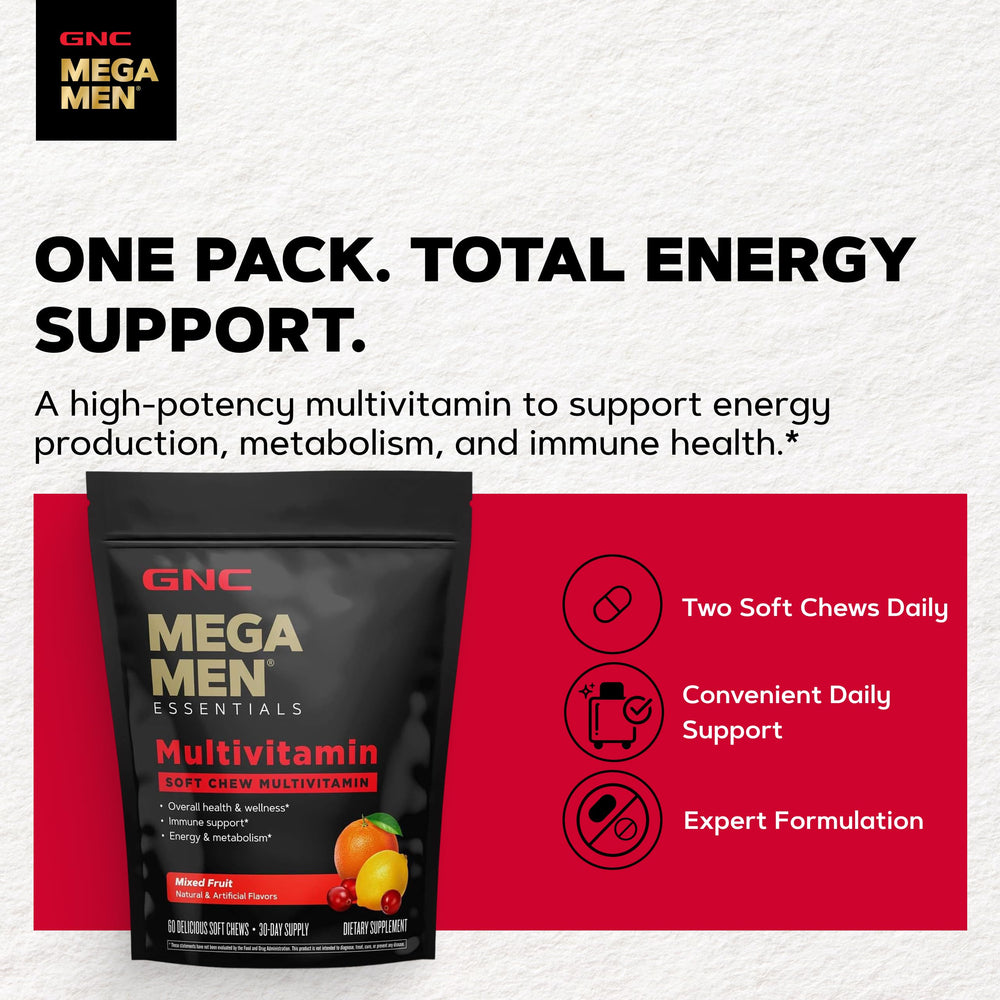 GNC Mega Men porción individual envuelta lista para llevar y usar fuera de casa