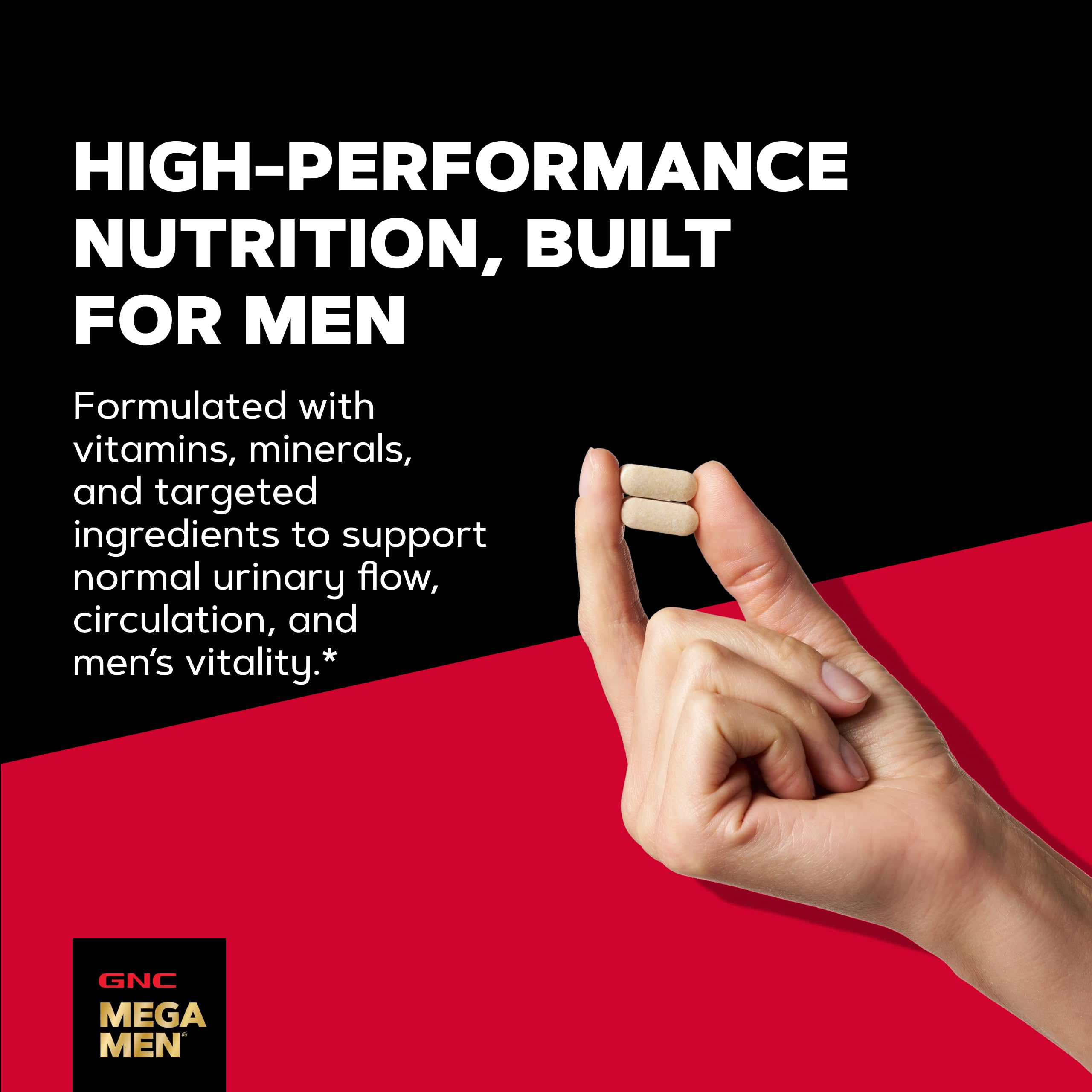 GNC Mega Men etiqueta de ingredientes con lectura clara para transparencia
