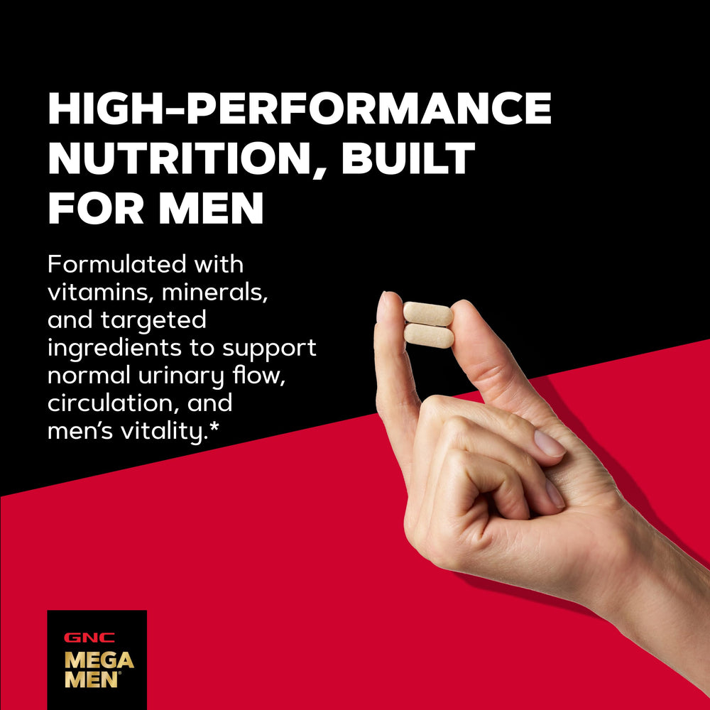 GNC Mega Men etiqueta de ingredientes con lectura clara para transparencia