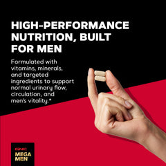GNC Mega Men etiqueta de ingredientes con lectura clara para transparencia