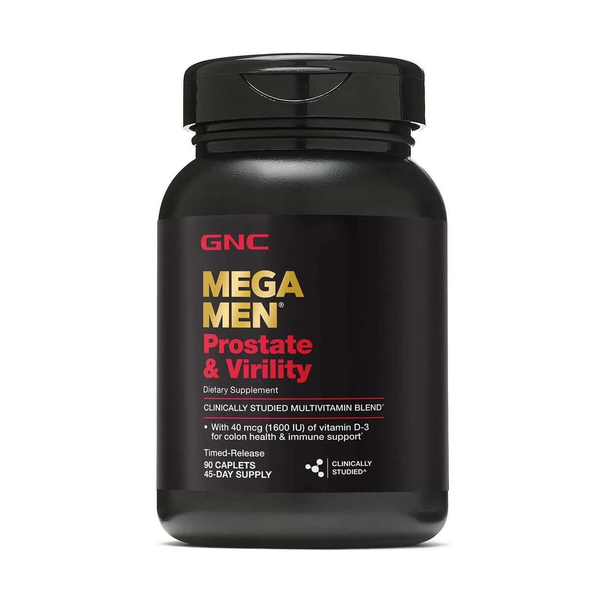 GNC Mega Men frente del envase mostrando presentación 90 cápsulas y confianza