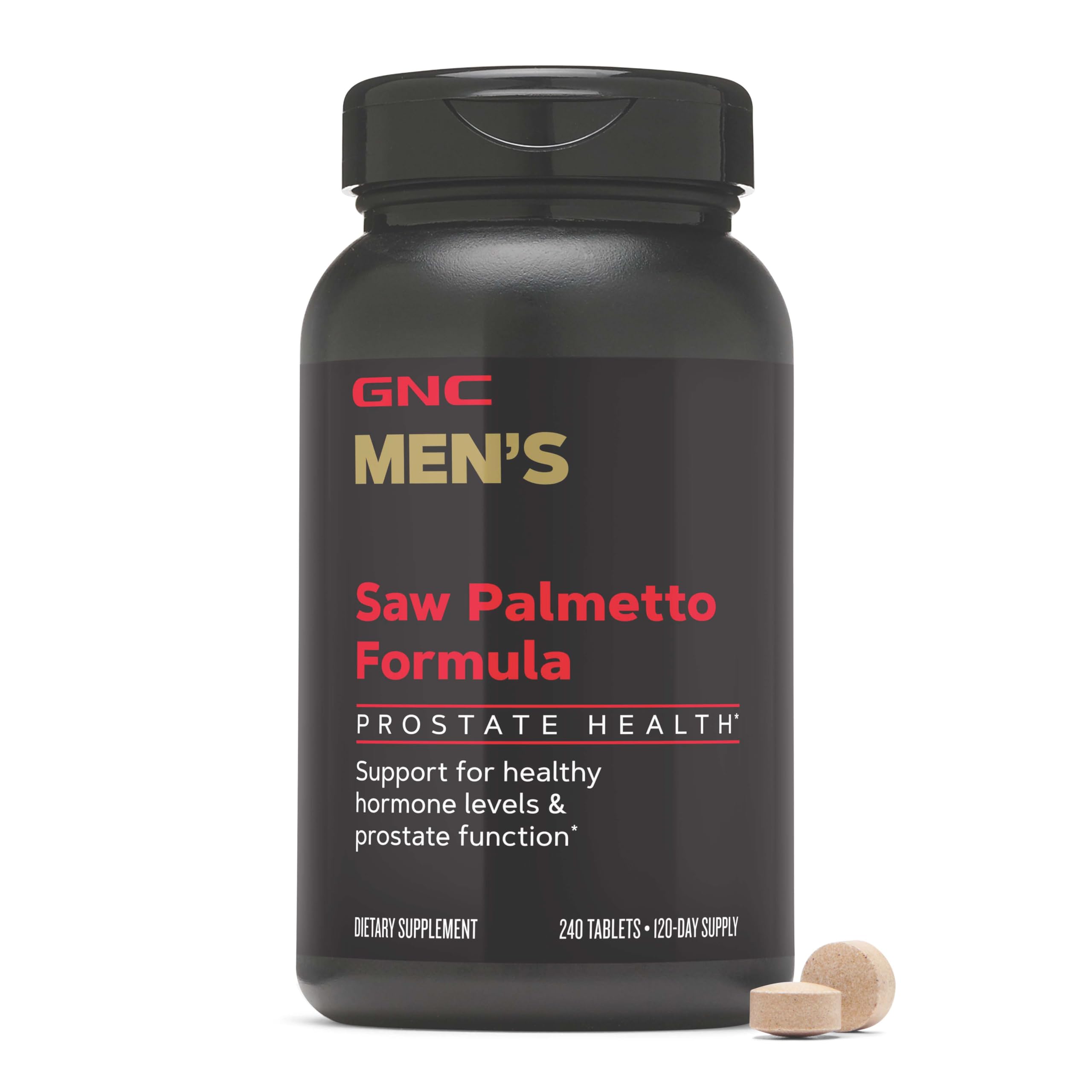 GNC Mega Men Saw Palmetto vista frontal del envase con información clara