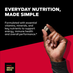 GNC Mega Men Sport etiqueta con lista de ingredientes y beneficios