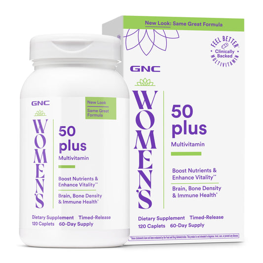 GNC multivitaminas 50 plus frente del empaque mostrando beneficio general