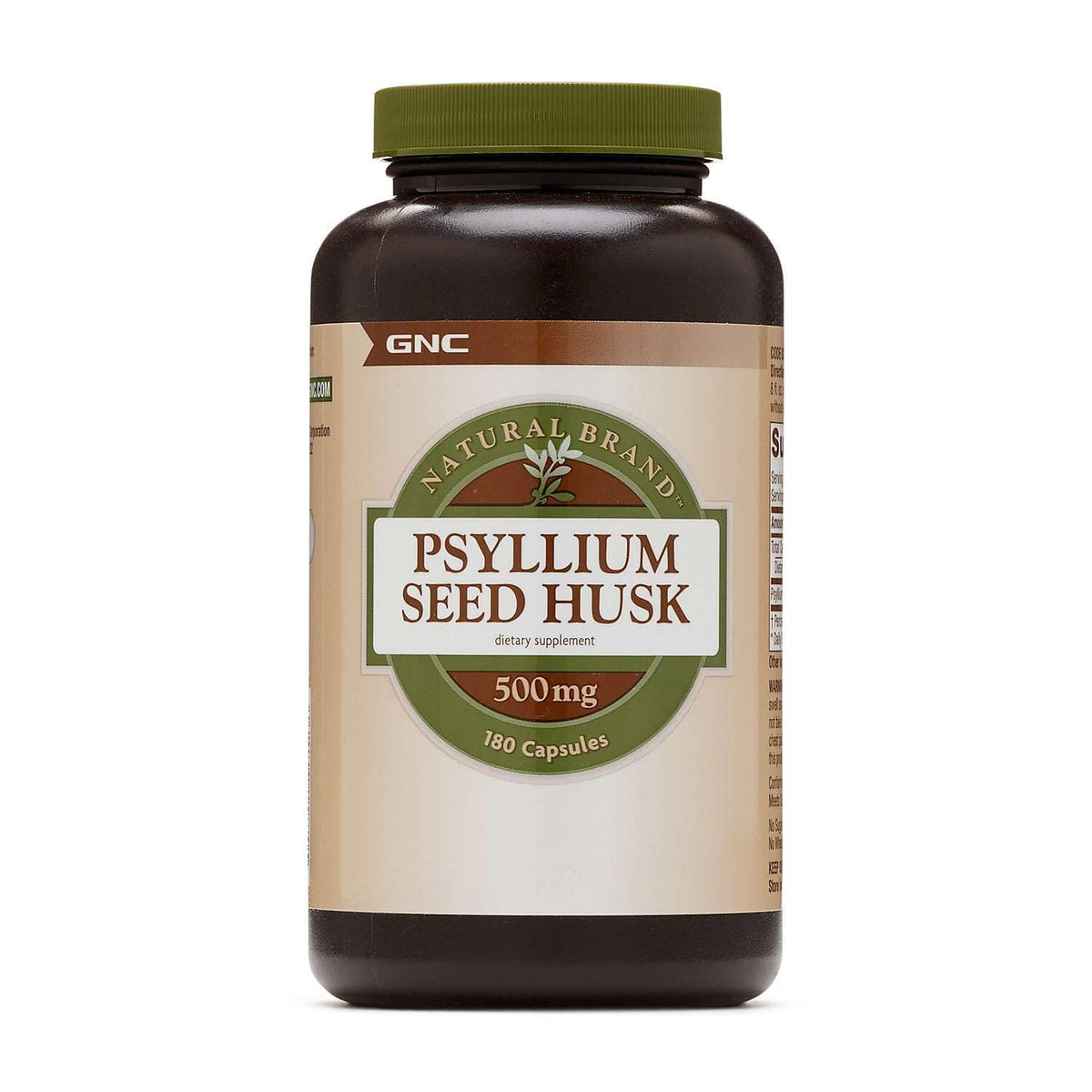 GNC envase frontal de psyllium 500 mg con información clara de beneficio digestivo