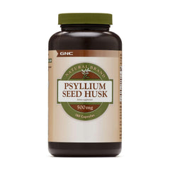 GNC envase frontal de psyllium 500 mg con información clara de beneficio digestivo