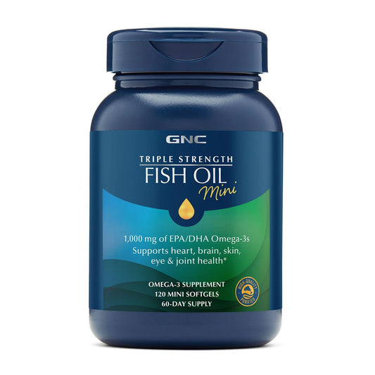 GNC envase frontal con mini softgels, identificación clara del producto