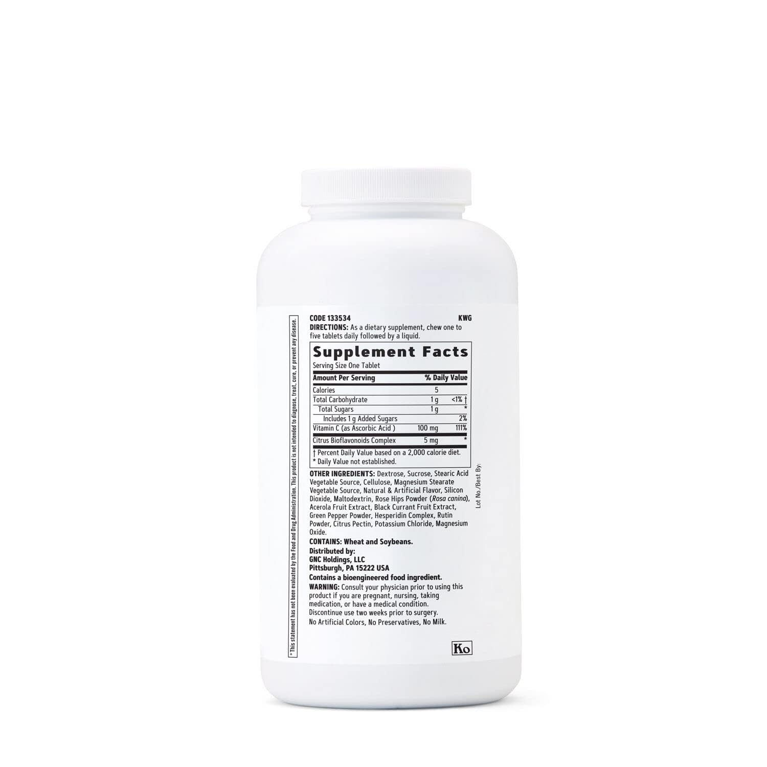 GNC primer plano de masticable de vitamina C y textura apetecible para consumo