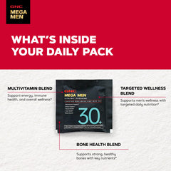 GNC vitapak etiqueta con información de nutrientes clave y dosis