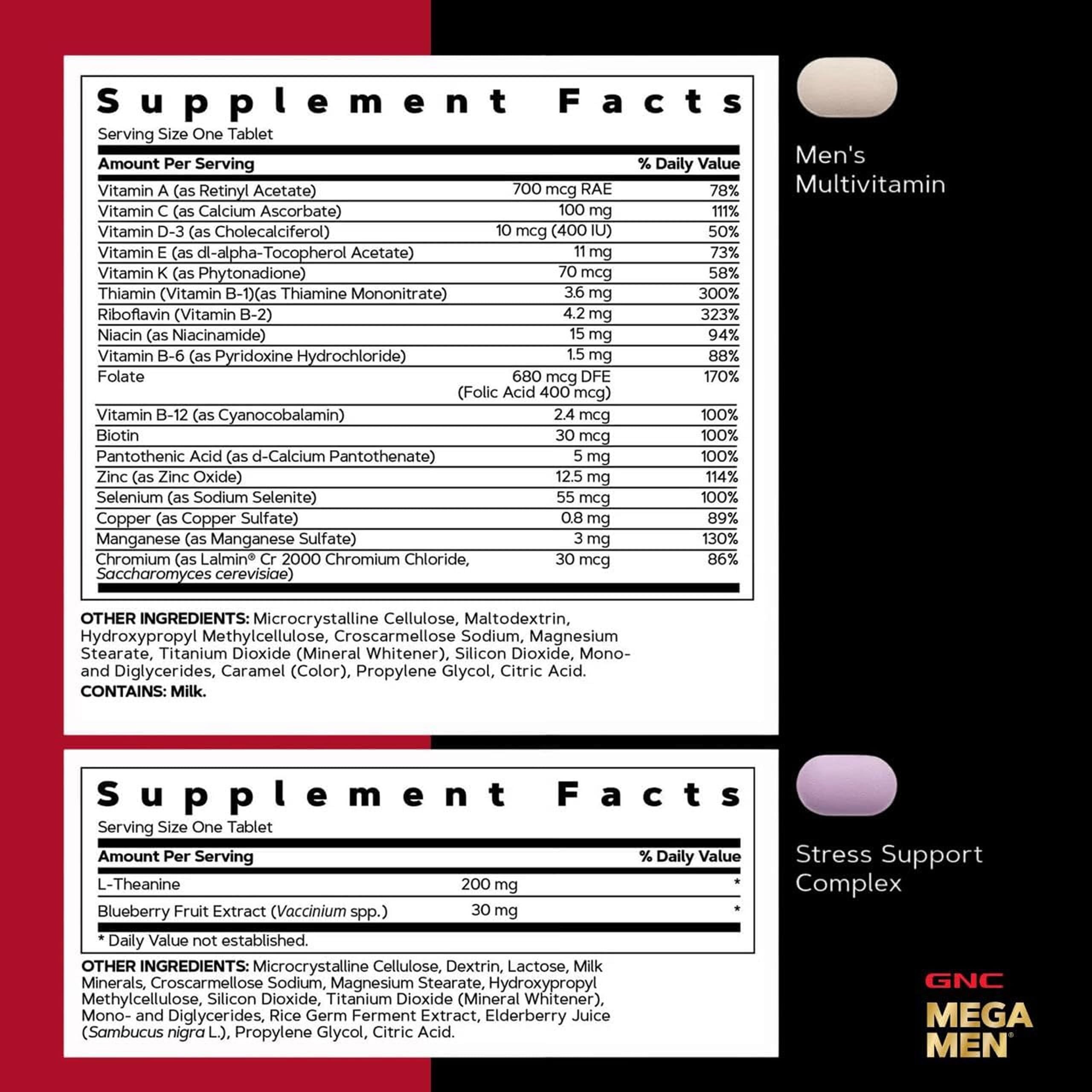 GNC vitapak ingredientes arándano y cardo mariano en primer plano, apoyo antioxidante