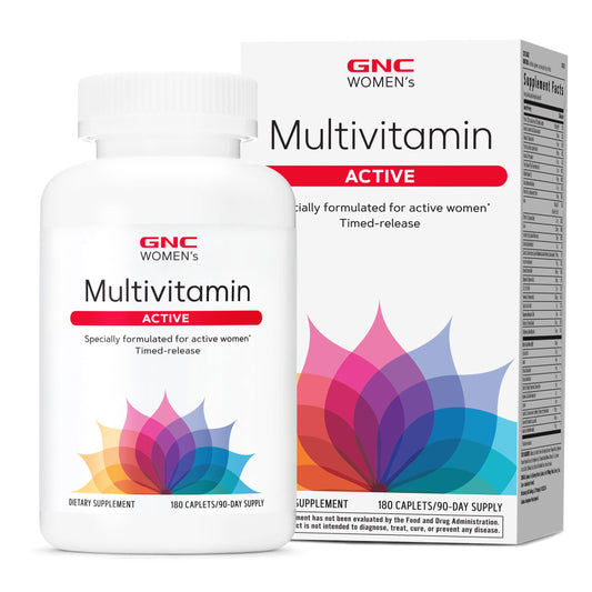 GNC envase frontal del multivitamínico con beneficios visibles