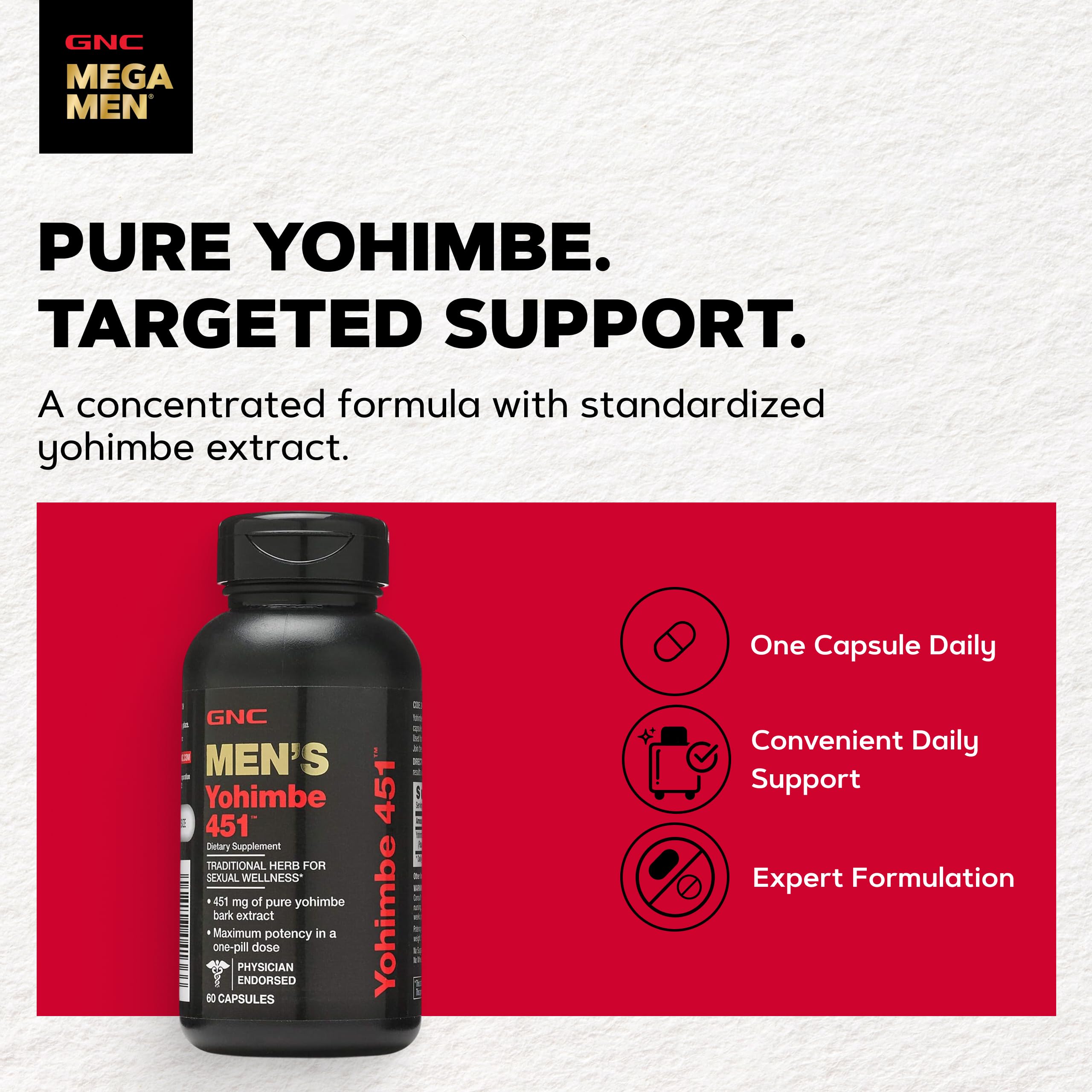 Etiqueta GNC Yohimbe con información clara y lista de ingredientes