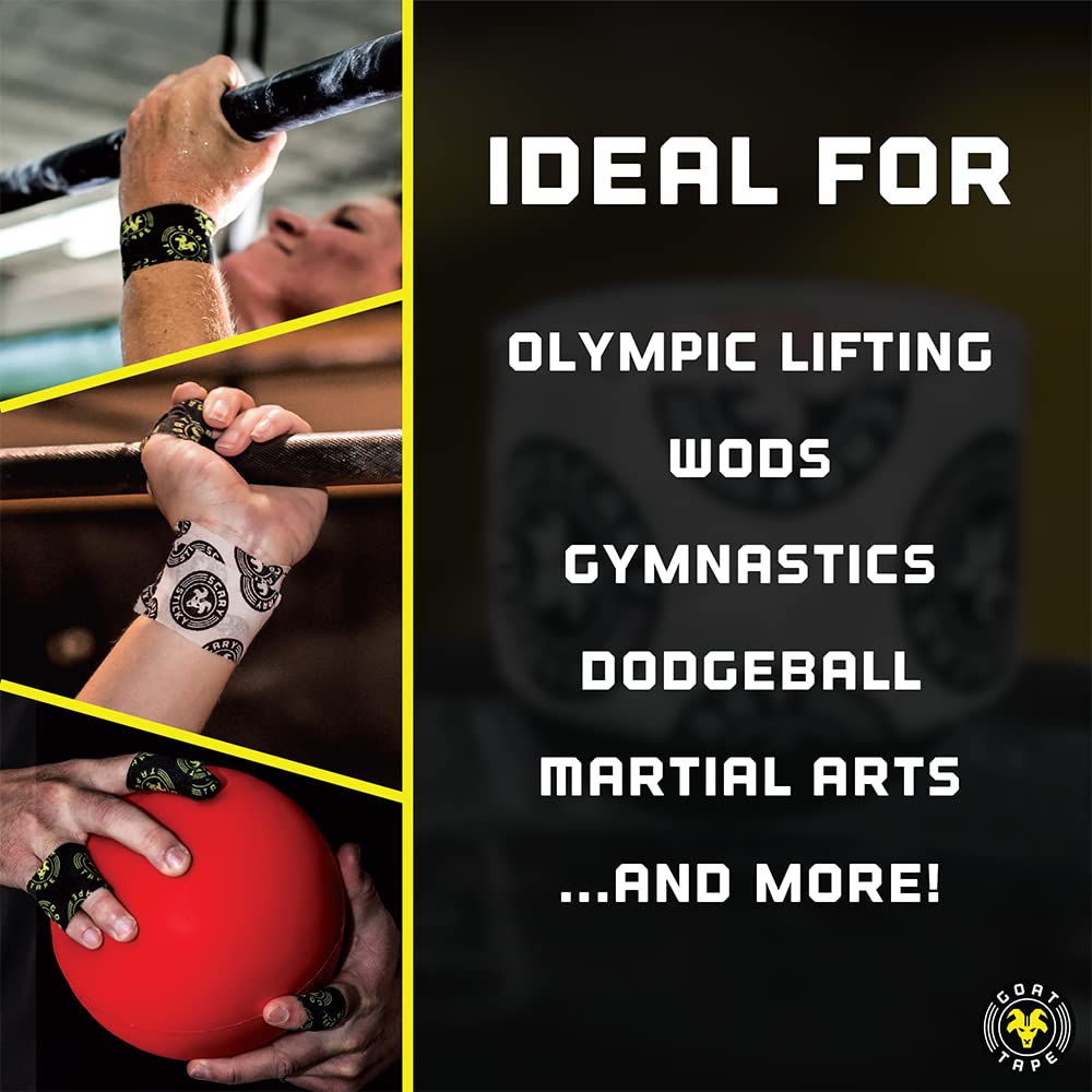 Goat Tape junto a regla para comparar tamaño y longitud práctica