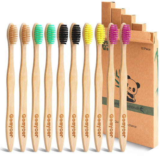 Goaycer pack frontal mostrando 10 cepillos, alternativa ecológica